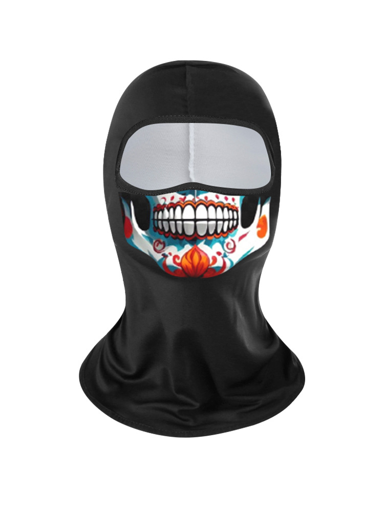 Verano máscara de ciclismo de hielo extraña impresión digital de cara anti-UV sombrero de motocicleta sombrero de protección solar