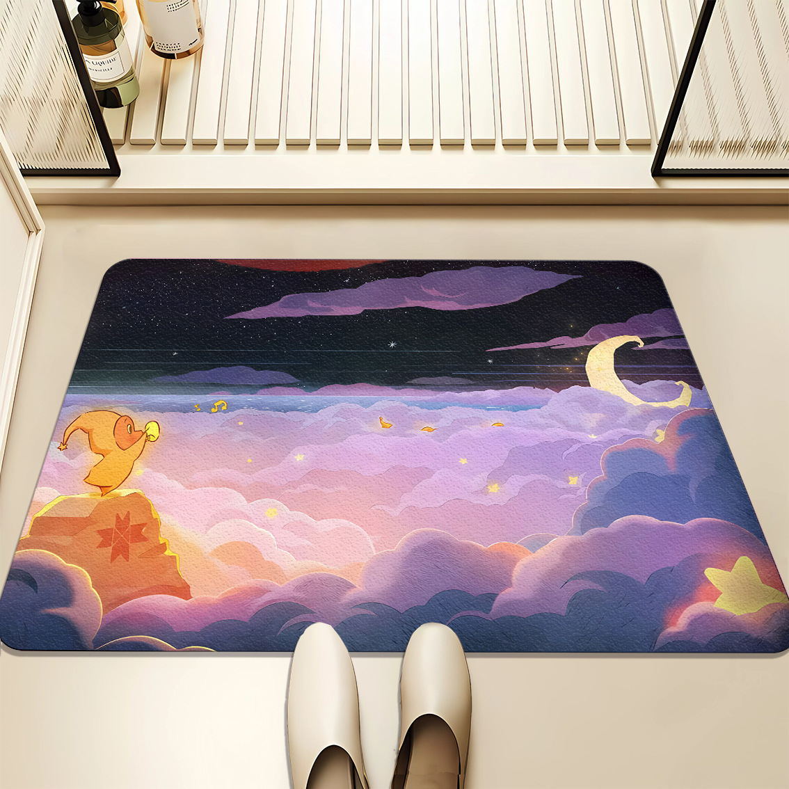 별의 왼쪽 하단에 트럼펫을 연주하는 남자