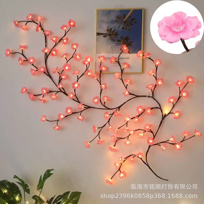 Cross-border USB-powered cherry blossom vine string lights, LED indoor wall-mounted decorative branch lights, creating a romantic atmosphere with colorful lights Cross-border USB-powered cherry blossom vine string lights, LED indoor wall-mounted decorative branch lights, creating a romantic atmosphere with colorful lights