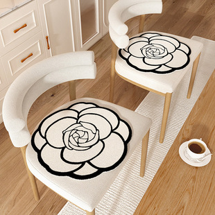 ins Style Camellia Imitation Cashmere Cushion Office Chair Cushion Home Dining Chair Study Office Non-slip Comfortable Cushion