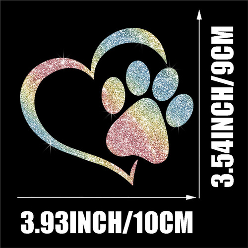 Cartoon love cat footprint pattern car flashing sticker, stylish shiny sandblasted decorative sticker for car windows