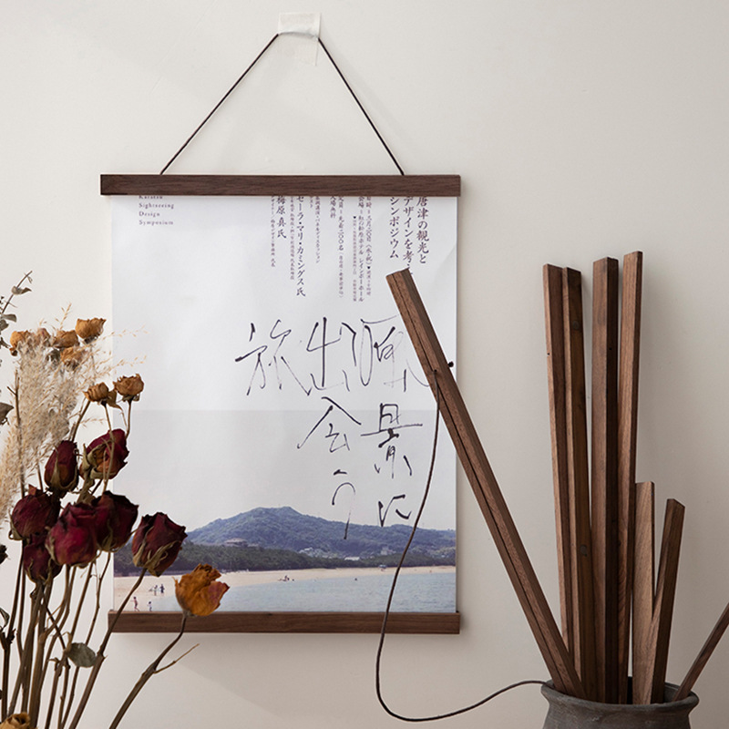 Solid Wood Magnetic Hanging Painting Clip Shaft Mounting Frame Canvas Frame Poster Decorative Painting Wall Magnetic Frame