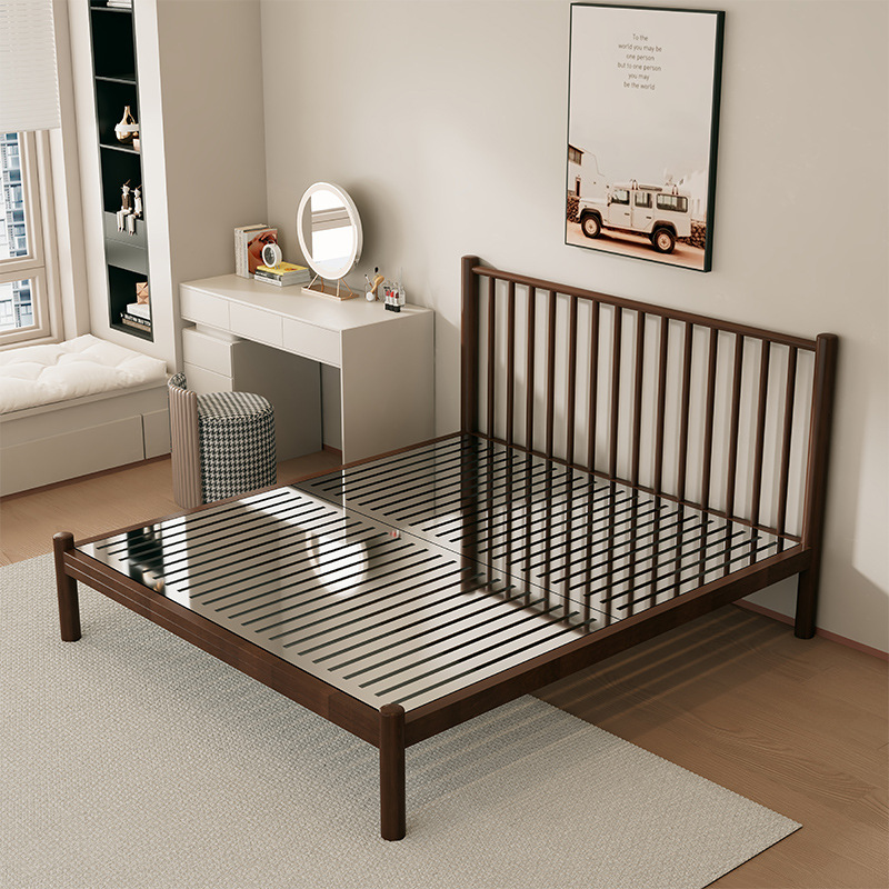 Zhiyi bedside black walnut + stainless steel bed board