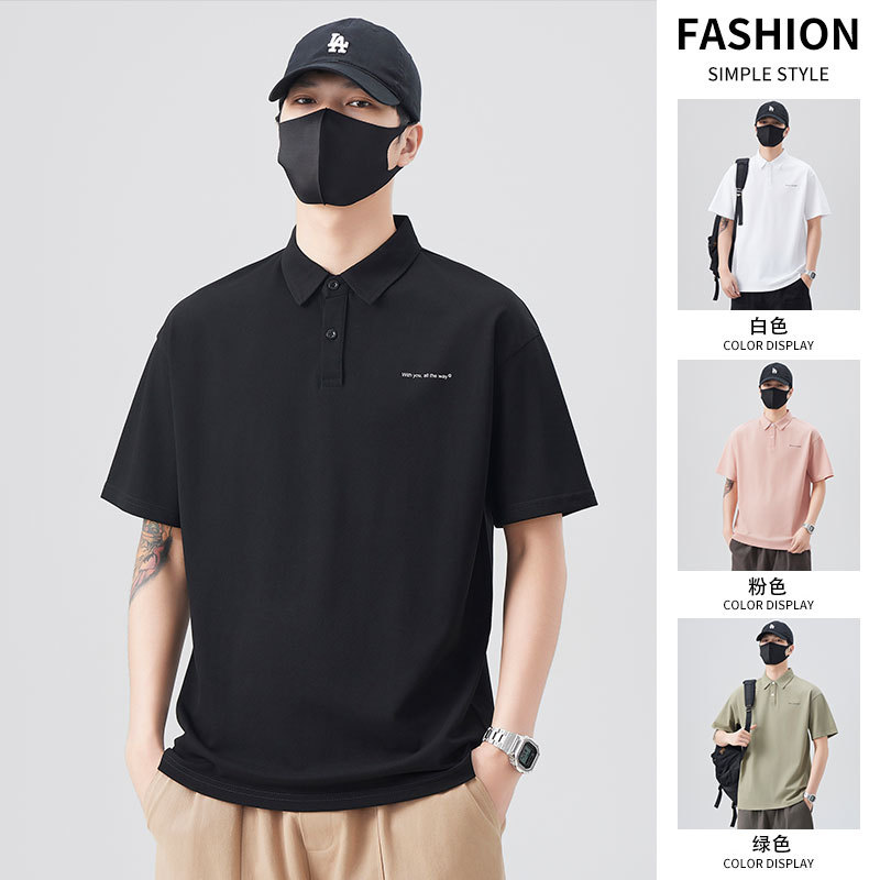 Shanggu Men's Spring New Loose Short-sleeved POLO Shirt Trendy Hong Kong-style Casual Top