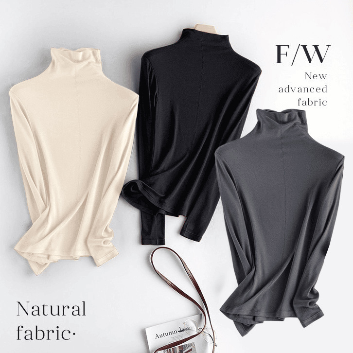 Gift Box Set [Lamb Protein t] Round Neck/Half Turtleneck Base Shirt for Women, Slim Fit, Elegant Base Layer Top