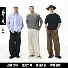 捷展男装|亚麻阔腿裤26春夏新品潮牌美式宽松纯色棉麻老钱休闲裤