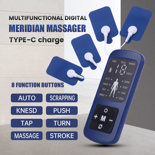 Cross-Border Export Wholesale Household Color Screen Double-Hole Electronic Pulse Digital Meridian Massager Low Frequency Physiotherapy Instrument