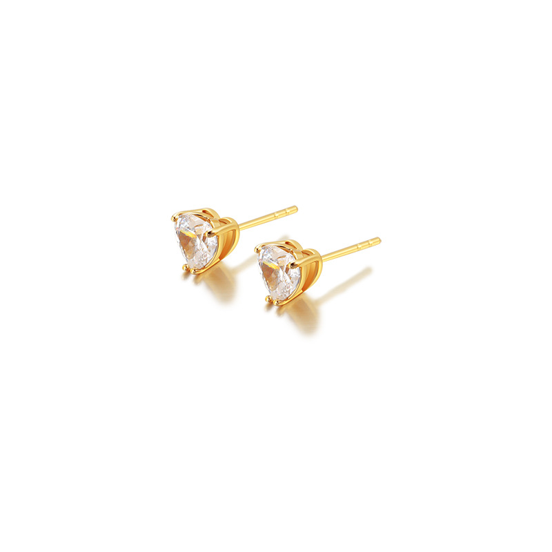 Xuping moda clásica de tres garras incrustadas de zircon simple amor pernos de orejas de aleación de cobre al por mayor fácil de usar orejas de viaje diario