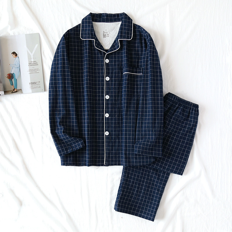 LYZ男青-水洗綿単線格パジャマカバー