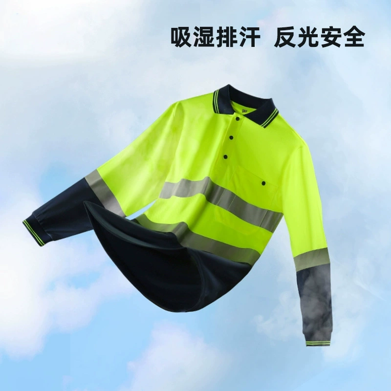 Трансграничные светоотражающие полосы, летняя уличная рабочая одежда с длинными и короткими рукавами, быстросохнущая футболка с лацканами на заказ, защитная одежда, поло на заказ