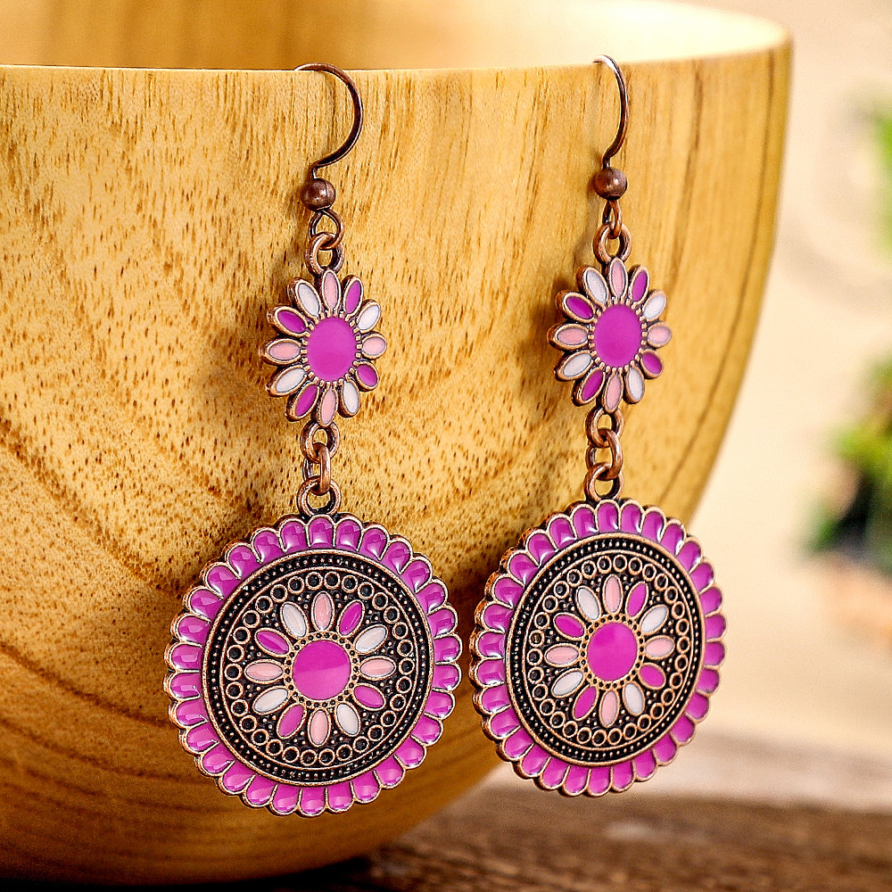 14g Weight Alloy Ear Needle Material Drop Earrings Classification 1 Pair Quantity Daily, Street Occasion Zinc alloy Material Geometric Pattern All Seasons Season Women's Gender Polished Finish Retro Style 1 Pair Retro Geometric Zinc Alloy Drop Earrings 10