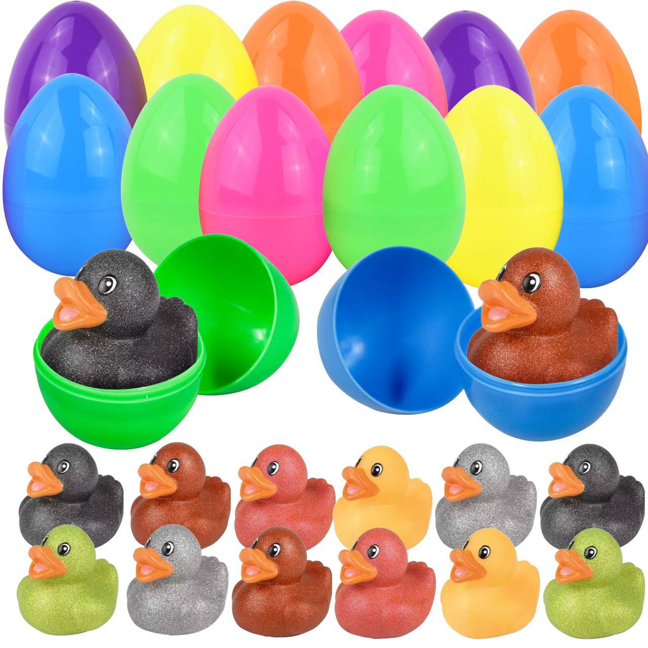 复活节金粉鸭子惊喜开口彩蛋填充口哨小鸭浴室洗澡戏水夏日玩具