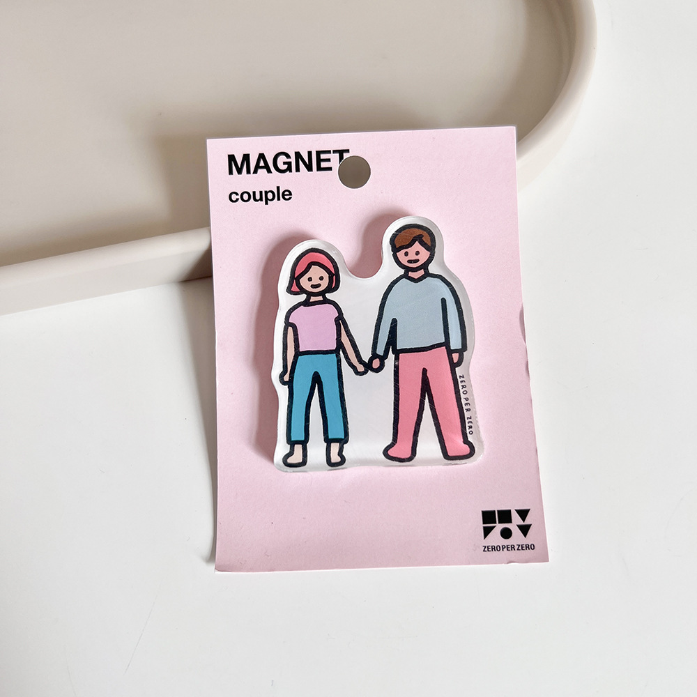 Corea del Sur zeroperzero familia ilustración de padres e hijos pegatinas de refrigerador acrílico imán magnético pegatinas de fotos