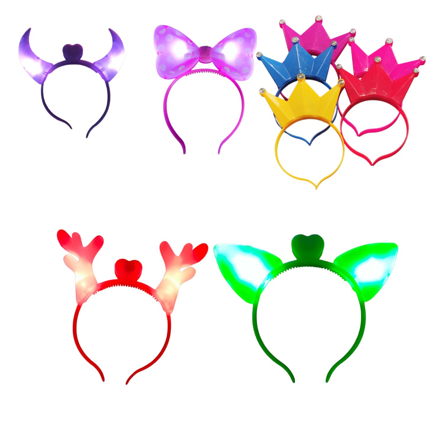 Halloween brillante buey cuerno de ciervo cuerno de gato oídos arco corona corona corona logotipo de impresión de cabello brillante transfronterizo