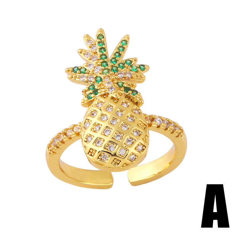 fashion butterfly pineapple inlaid zircon copper ring wholesale nihaojewelrypicture3