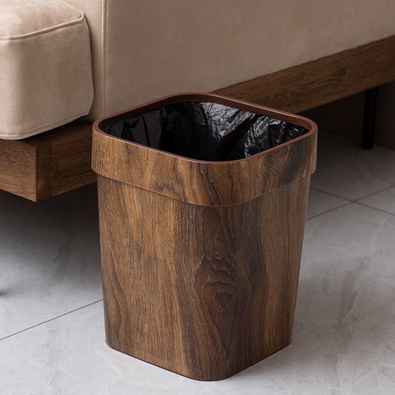 Imitation Wood Grain Trash Can for Home Kitchen, Bathroom, Living Room, Bedroom, Office, Light Luxury Commercial Use, and Bead Storage