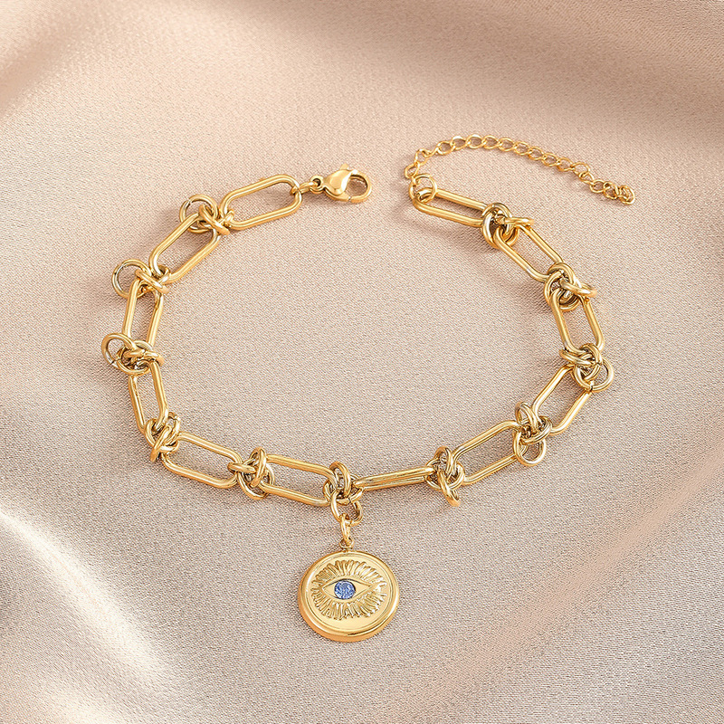 Bohemian blue zircon evil eye paper clip bracelet fashion knot bracelet Turkish Halloween jewelry bracelet