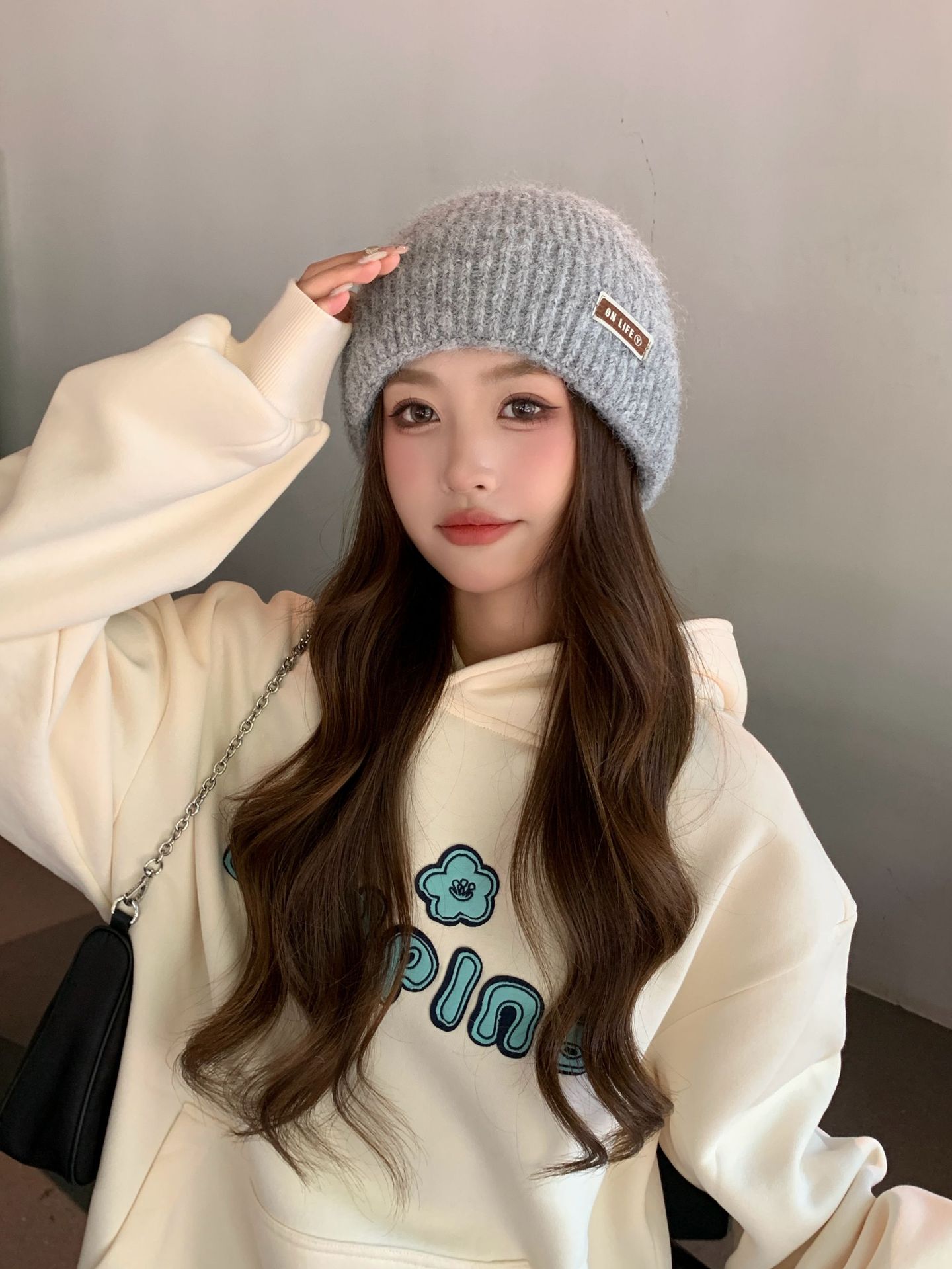 Solid Color Large Head Circumferece Face Slimmig Postpartum Autum Witer Fleece Lied Cold Thick Kitted Hat For_voghion.com