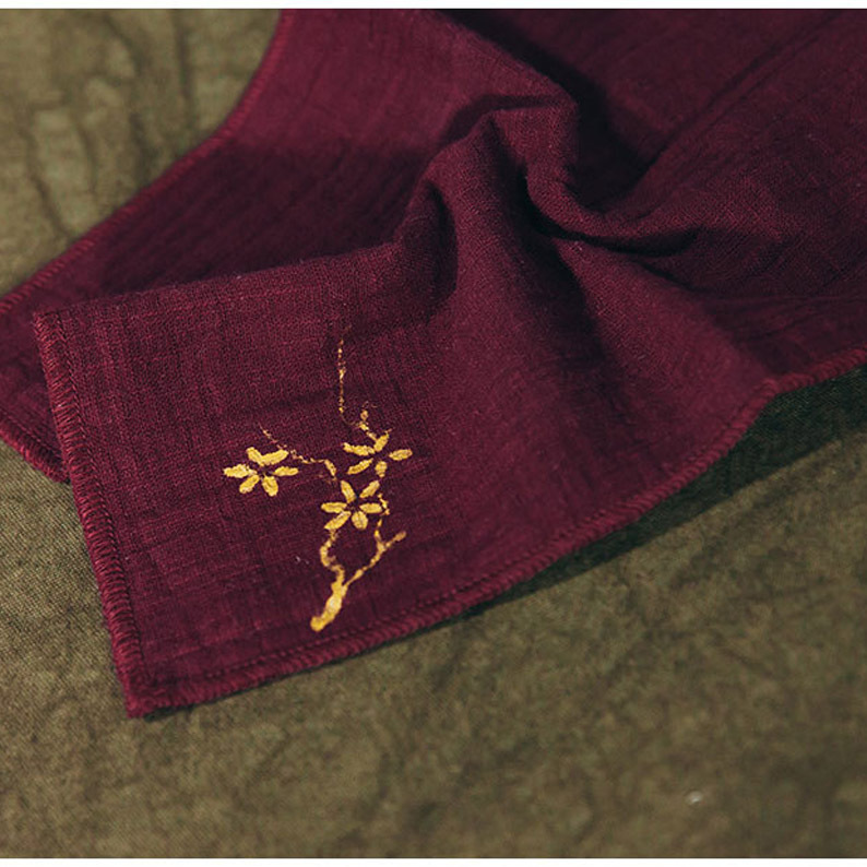 Impresión pintada a mano vintage absorbente espesado lino toalla de té paño kung fu accesorios ceremonia del té limpieza juego de té cuadrado juego de té accesorios té