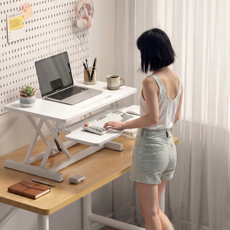 Standing computer stand, adjustable height office desk, foldable stand, workbench, height-adjustable desktop computer table
