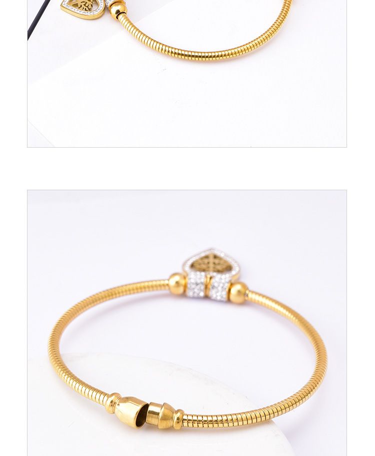 Daily Occasion 304 Stainless Steel Material Fashion Tree Heart Shape 304 Stainless Steel 18K Gold Plated Rhinestones Stainless Steel Bracelets In Bulk
