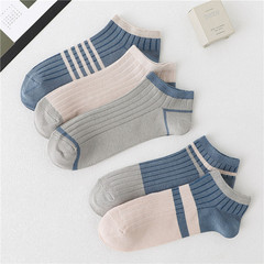 襪子男士夏季休閒雙針拼色船襪男 薄款短筒棉襪透氣 諸暨短襪批發