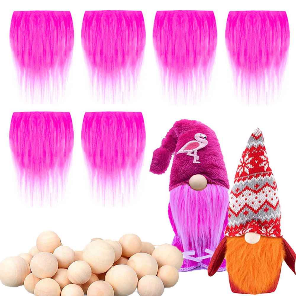 Rose red (color no. 8) (6 rose red beards + 6 round wooden balls)