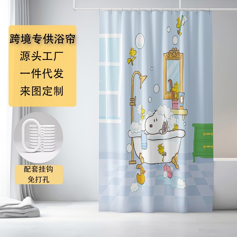Cross-border bestseller Snoopy series digitally printed polyester waterproof and mildew-proof bath towel, custom-made from your own design