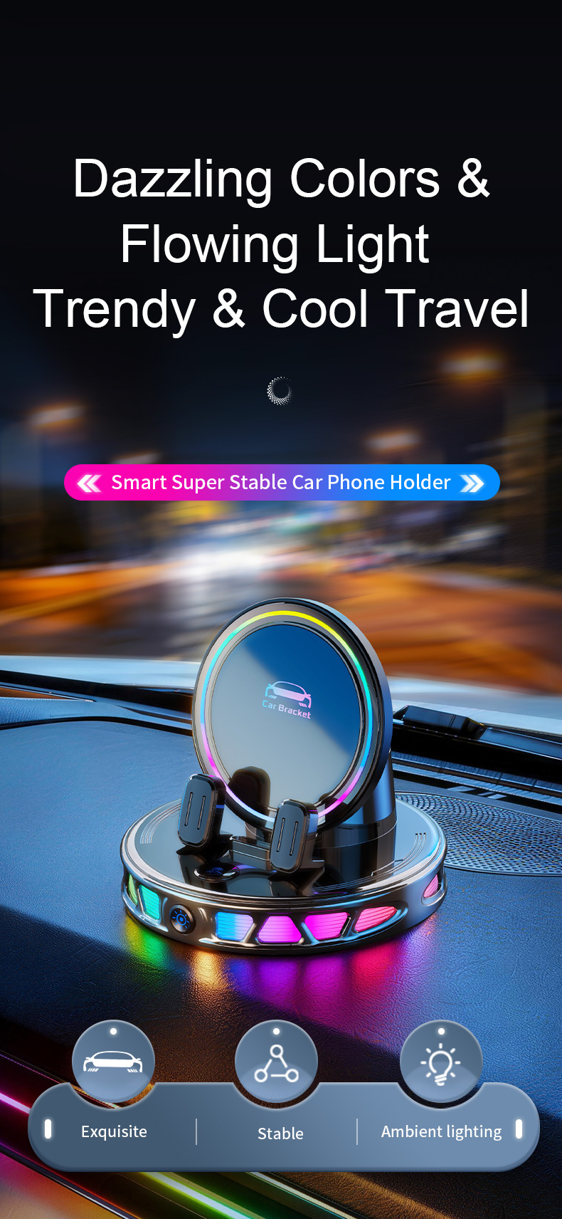 Cross-Border Hot-Selling Car-Mounted Smart Electric Phone Holder with Wireless Charging, Stable Navigation Support for the Dashboard