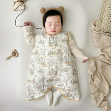 秋冬厚夹棉背心睡袋防踢被无袖防踢被婴儿童背心秋冬款马甲睡觉