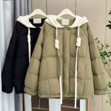 2024冬季200斤胖妹妹时尚减龄连帽羽绒服大码女休闲保暖外套5337