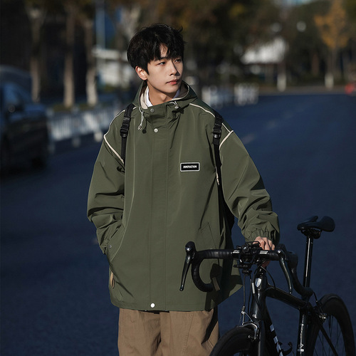 Spring and Autumn Mountain-Series Sports Jacket: Windproof, Waterproof, Perfect for Outdoor Road Trips, Photography, and Hiking—Loose-Fit, Trendy Outerwear