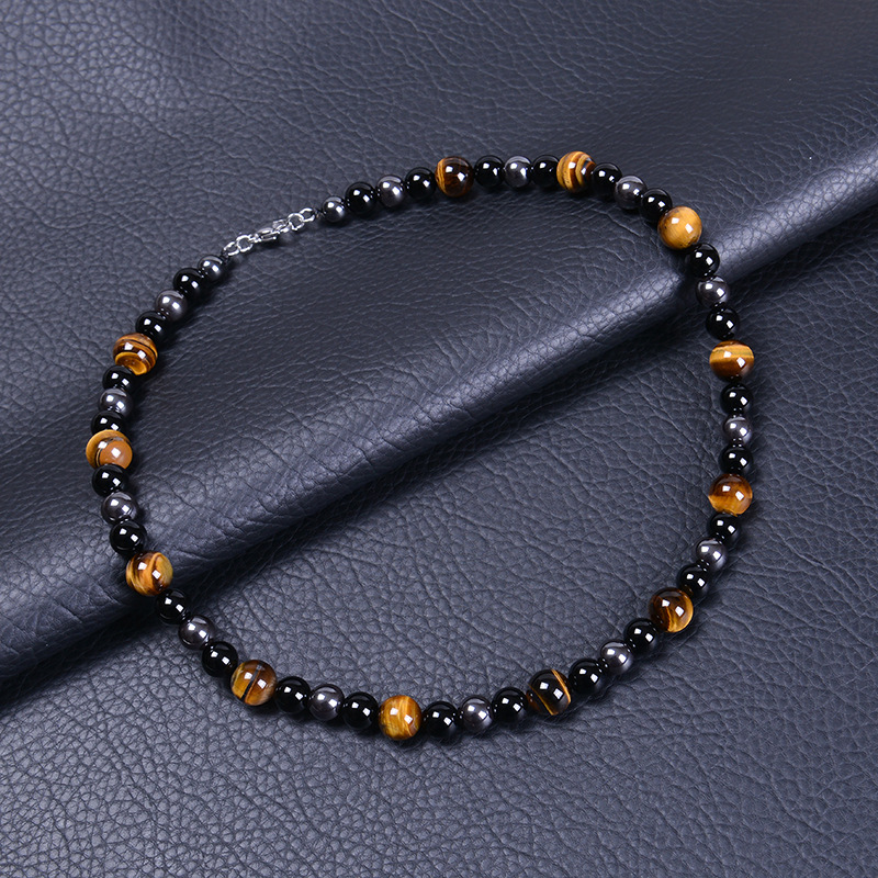 Round Pattern 1 Piece Fashion Round Natural Stone Tiger Eye Unisex Necklace