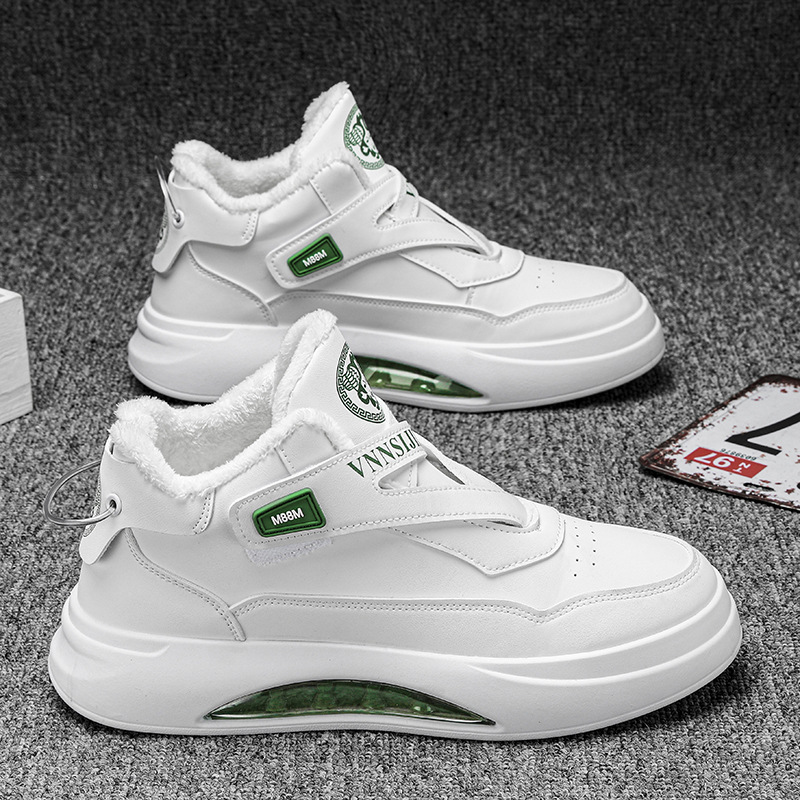 2022冬季新款男士低幫小白鞋加絨加厚保暖棉鞋厚底運動休閒男鞋子