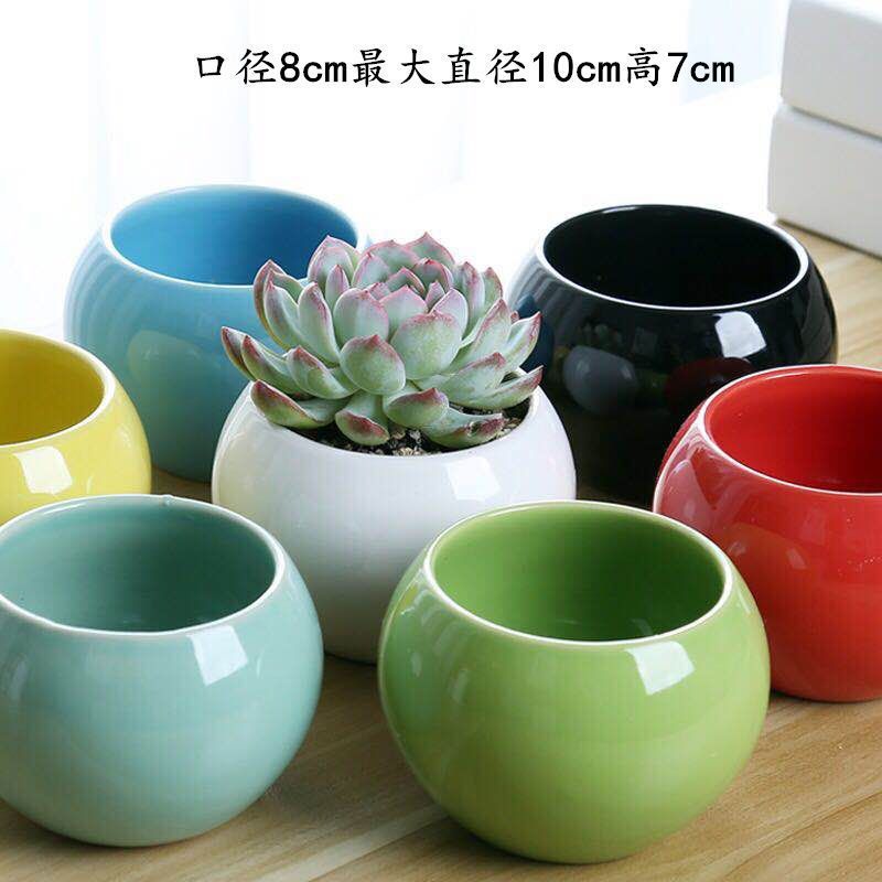 6 macetas de cerámica carnosas personalidad simple fresca pequeña maceta de color cuadrada balcón carnosas una pieza