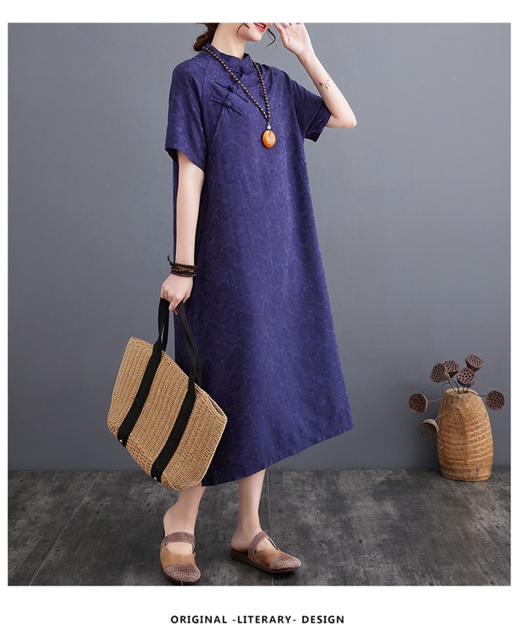 Plus-size Linen Muslim Dress With Button-up Detail And Vintage Style_voghion.com