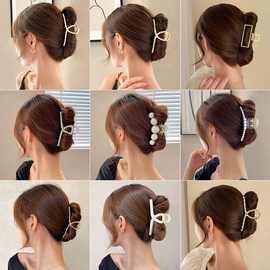 发夹Hot Sale Solid Color Claw Clip Large Barrette Crab H依梦