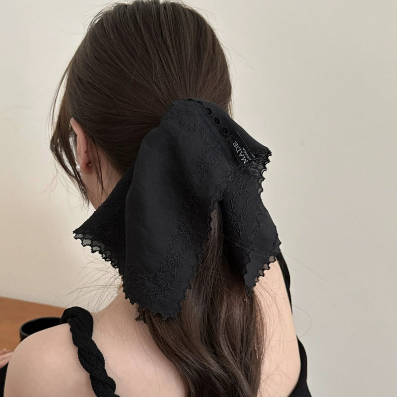 徐璐同款纯欲白色蕾丝方巾发圈女高级感韩系扎发头花发饰百搭头绳|undefined