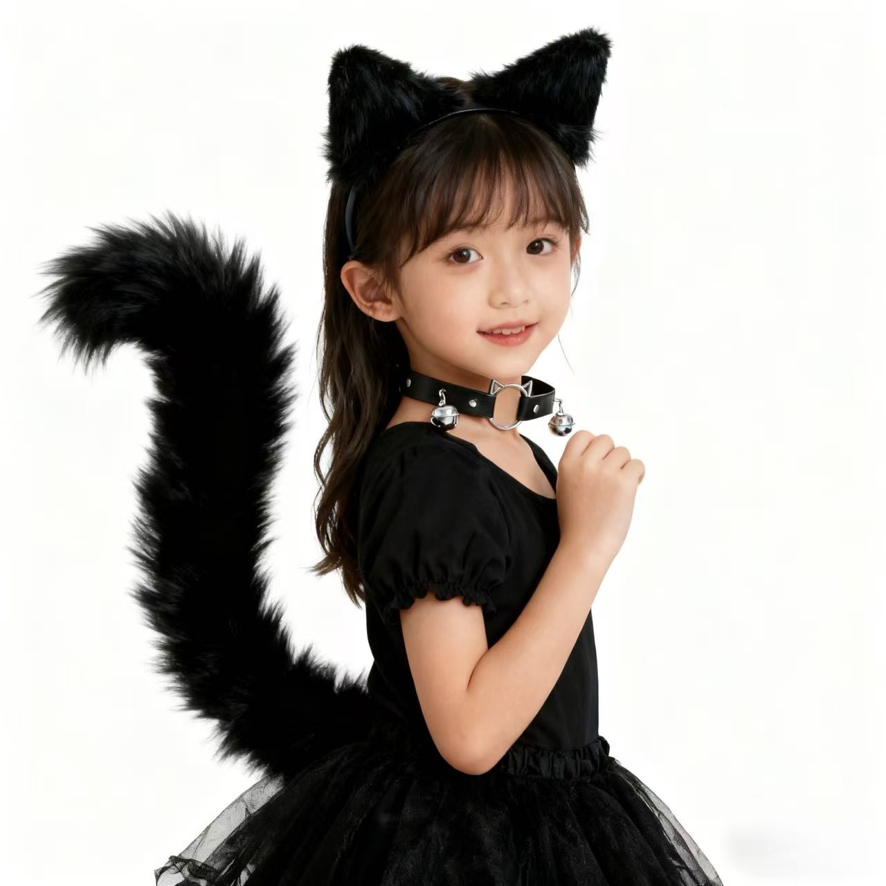 Ali's Handmade Cos Suit Cat Girl Fox Demon Hair Accessories Plush Hair Hoop Headdress Fox Tail Bell Collar