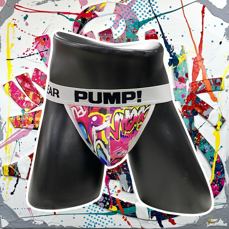 PUMP cross-border foreign trade graffiti printed men's T-shaped underwear cool wind low waist breathable comfortable double Ding MP224