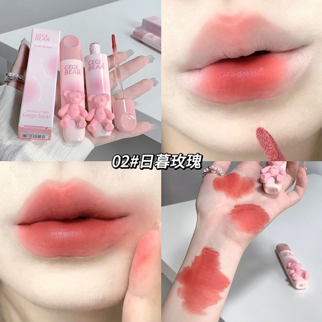 Gegebear Gogo bear tender color lip glaze soft mist soft milk mist matte lip gloss lip mud cheap student mouth