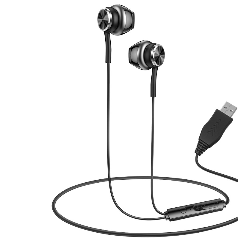 Factory Customized USB Interface Customized Headset High Quality Semi in Ear Wired Microphone Wired Headset Wholesale