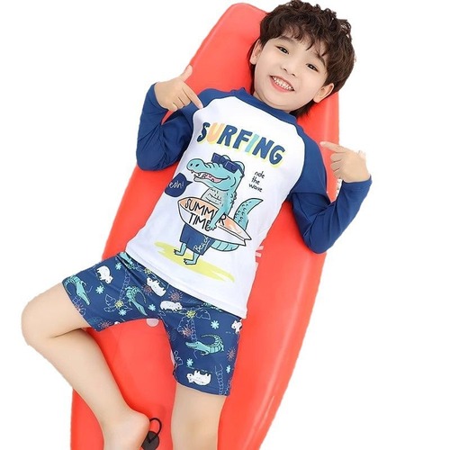 Children's swimsuit, unisex baby boy sun protection quick-drying separate swim trunks set, little kid pool swimsuit cute swimming suit