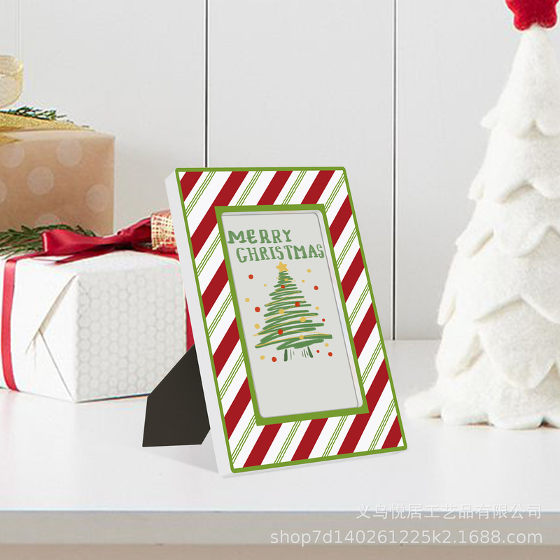 Christmas Wooden Photo Frame Merry Christmas Wooden Display Photo Frame Christmas Winter Season Holiday Desktop Decoration Wholesale
