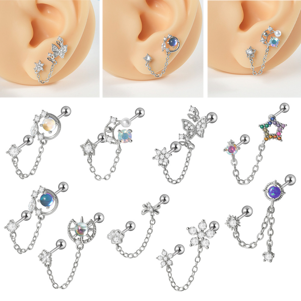 creative copper earrings with zircon stainless steel heart shaped