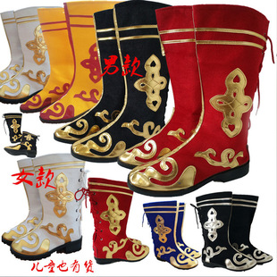 Traditional black minority men's shoes high-top Xizang boots Mongolian Xinjiang Uygur dance performance boots