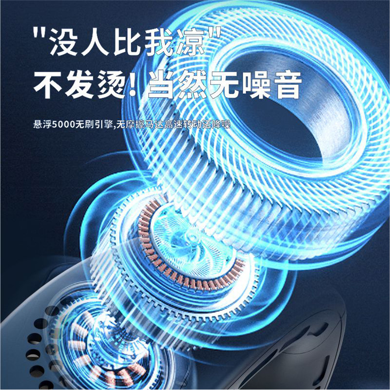 Nuevo producto transfronterizo semiconductor de refrigeración dual ventilador de cuello halter mini ventilador perezoso carga USB ventilador eléctrico al aire libre