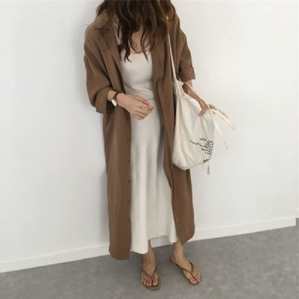 Fitted thin autumn brace, trench coat, jacket, Korean style