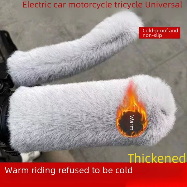 Electric car handle cover winter cold-proof warm handle cover rabbit-like plush battery car motorcycle tricycle handle cover