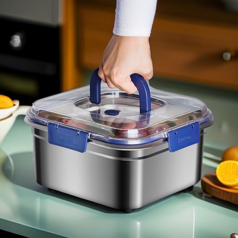 Caja de acero inoxidable 304 cocina doméstica con cubierta caja de almacenamiento refrigerador de grado alimenticio almacenamiento de carne congelada congelada refrigeración